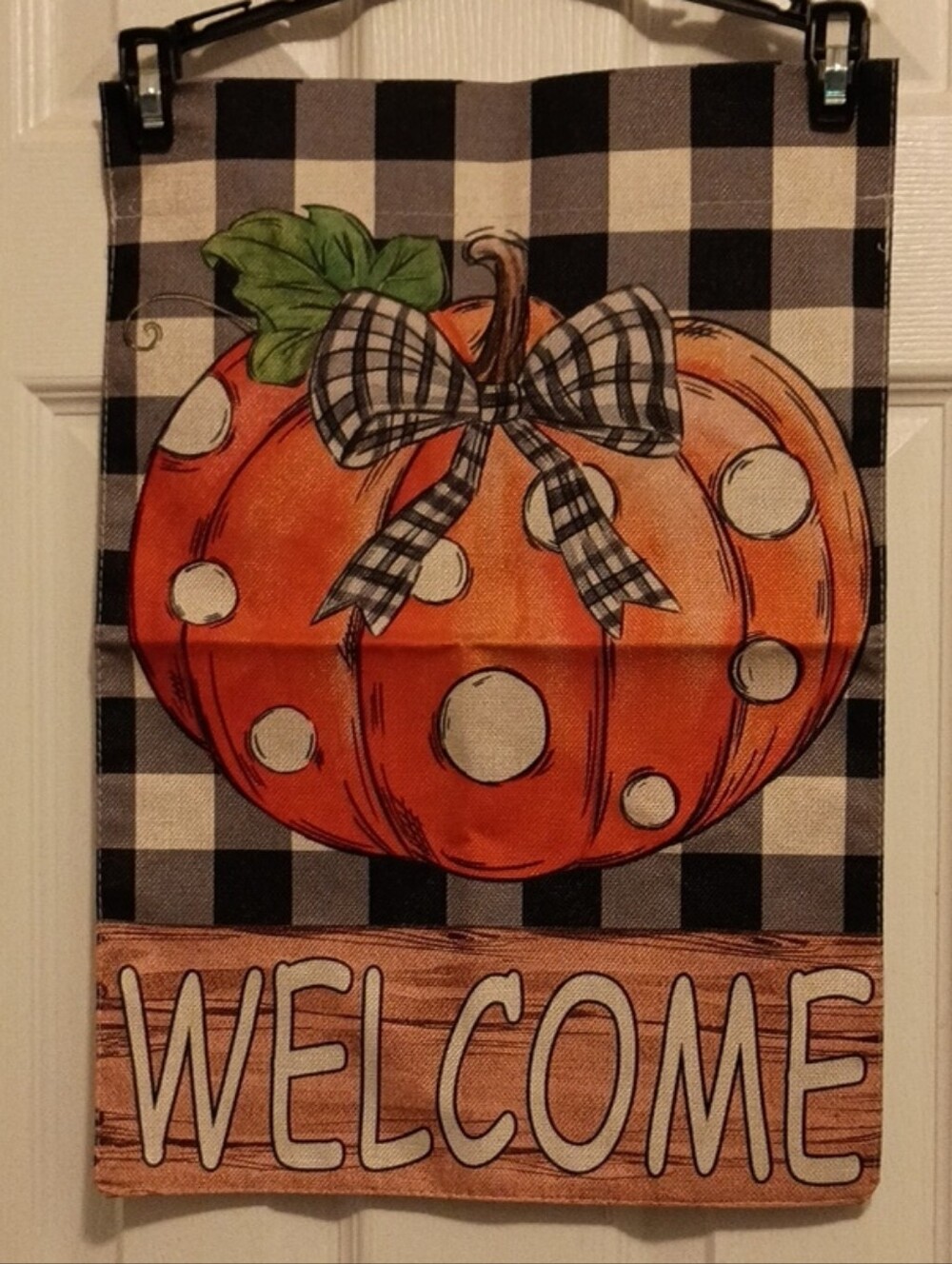 Welcome Pumpkin Garden Or Wall Flag Sign - Orange Pumpkin Home Decor 18X12.5